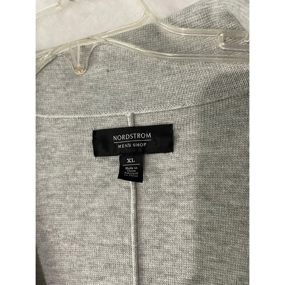 Nordstrom Mens Shop Heather Grey Knit Blazer Sweater Jacket XL Cotton Blend